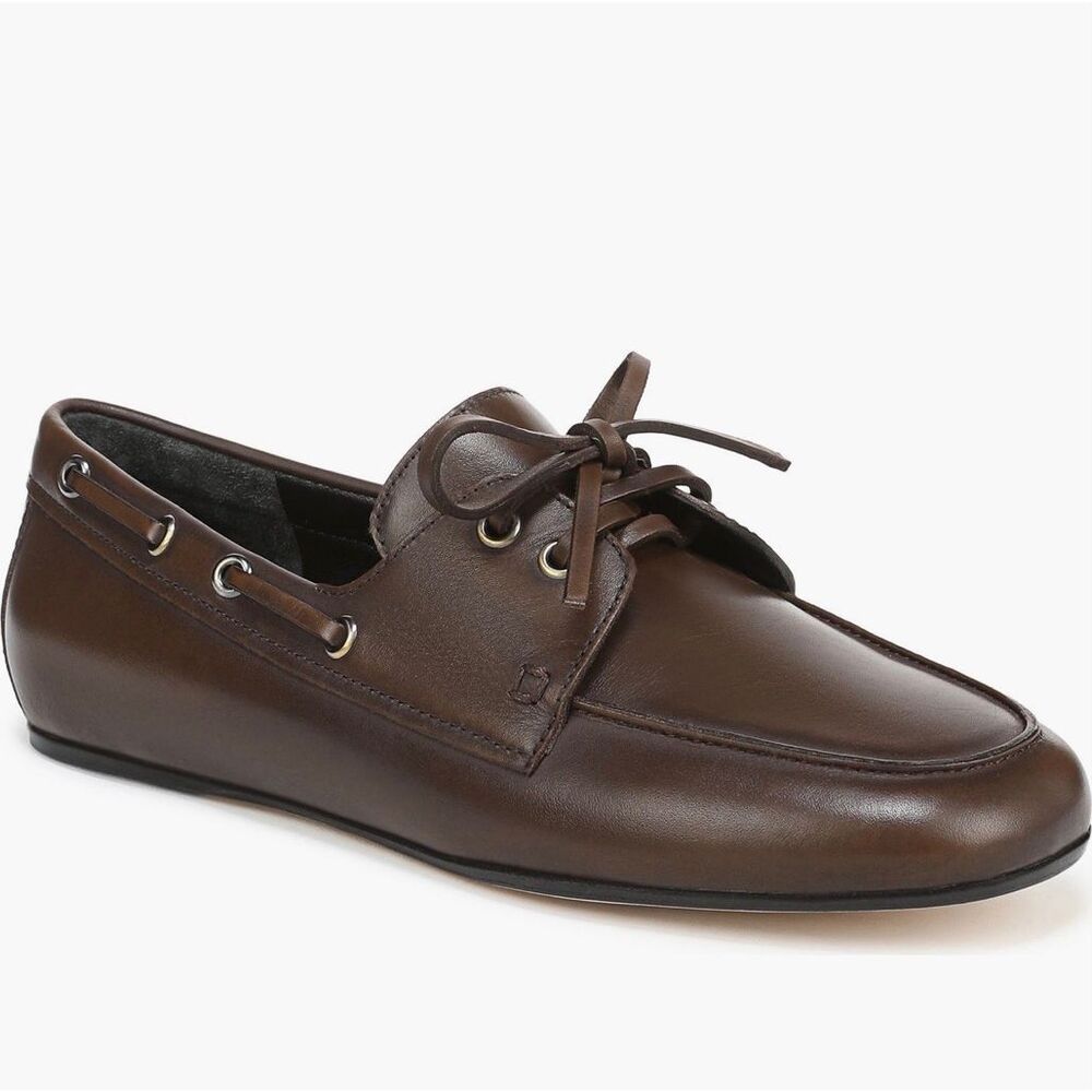 VINCE NWOT Marin Brown Leather Boat Shoes